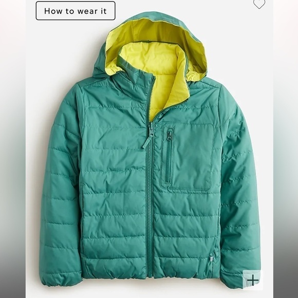 J. Crew KID by crewcuts reversible puffer coat BS610 M 8 9 - Picture 2 of 9